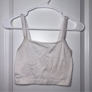Colsie White Ribbed Cropped Bralette Size: S
